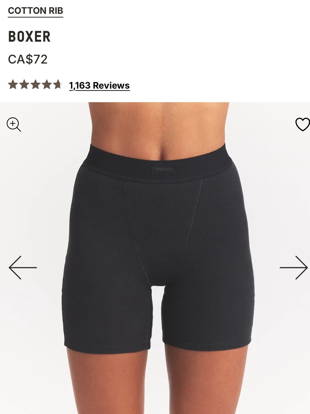 Skims Cotton Rib Women's Shorts - Black